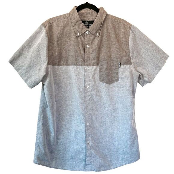 Molokai Surf Co Men's Blue Grey Colorblock Short Sleeve Button Down Size XL - Picture 1 of 5